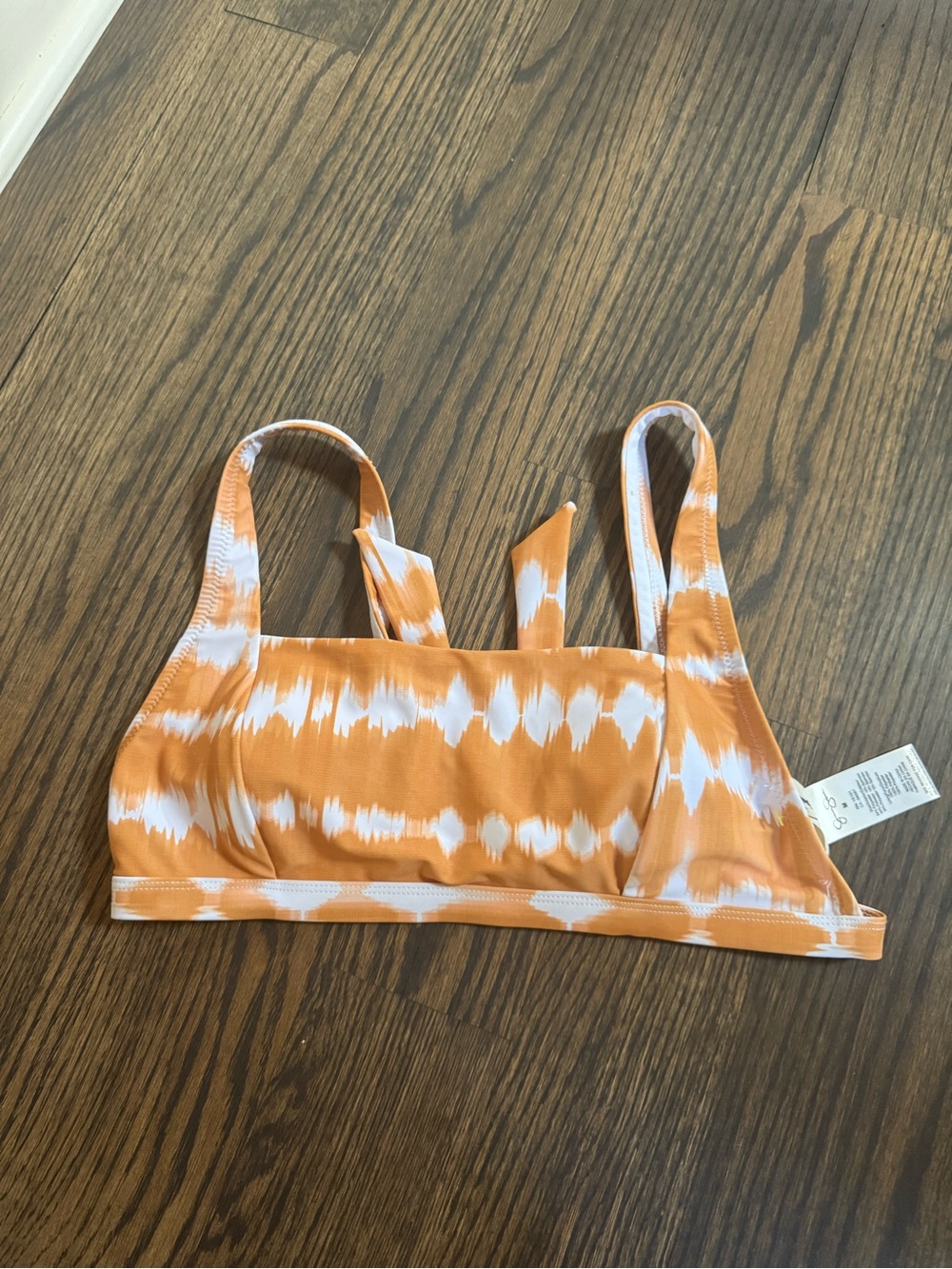 Jessica Simpson Orange and White Tie-Dye Bikini Top